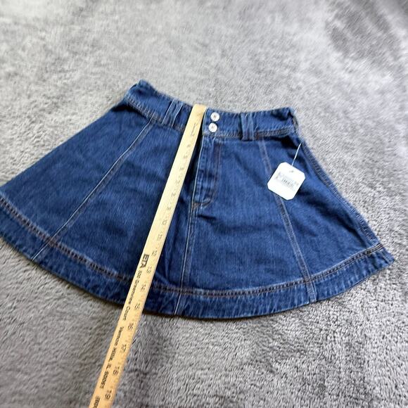 Altar'd State S Womens Denim Mini Skirt Blue Jean A-Line Cotton Flare NWT - Picture 8 of 9